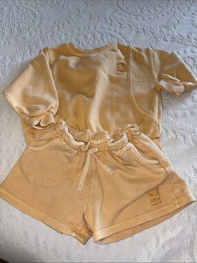 Zara Light yellow Kids' Sweatshorts Set Euc 1 1/2yrs